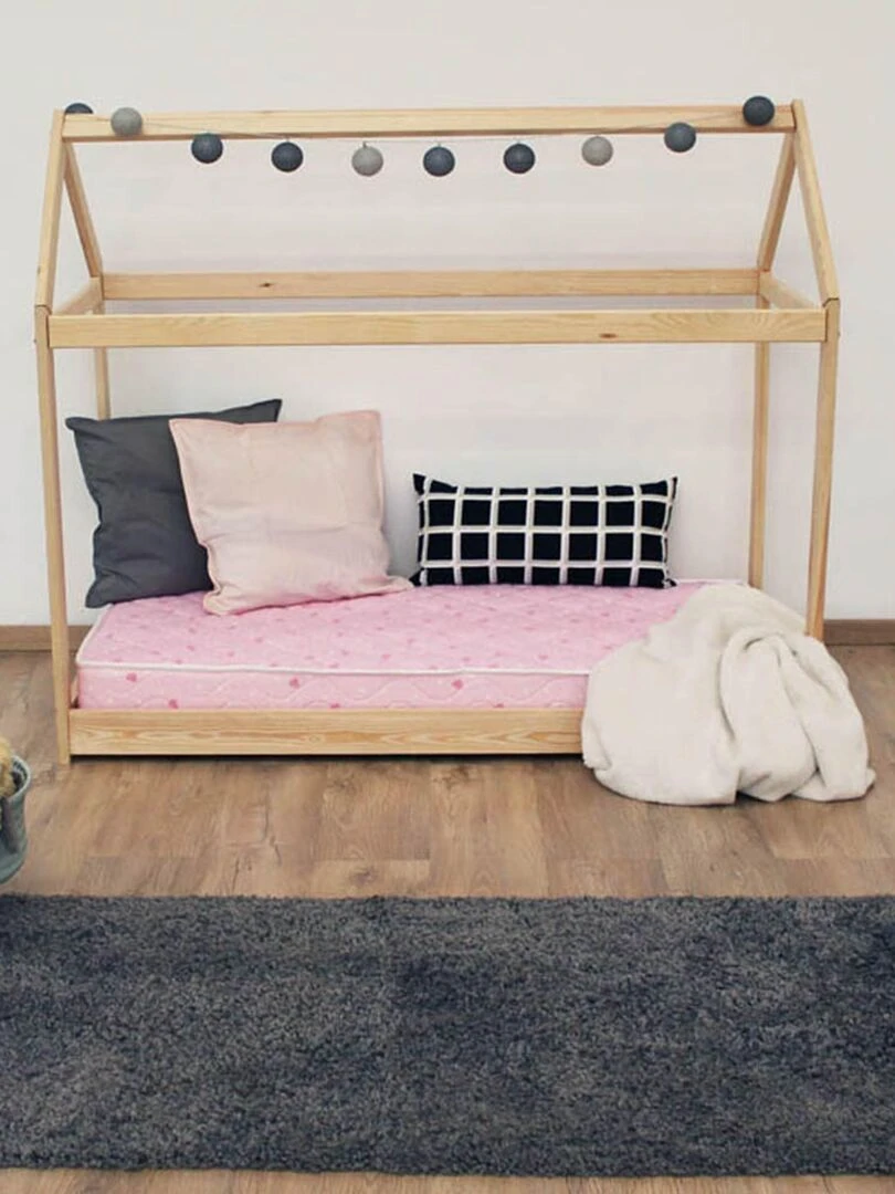 Matelas Bébé 100% Coton hypoallergénique en Mousse FERME Fabriqué en France Couleur Rose Rose