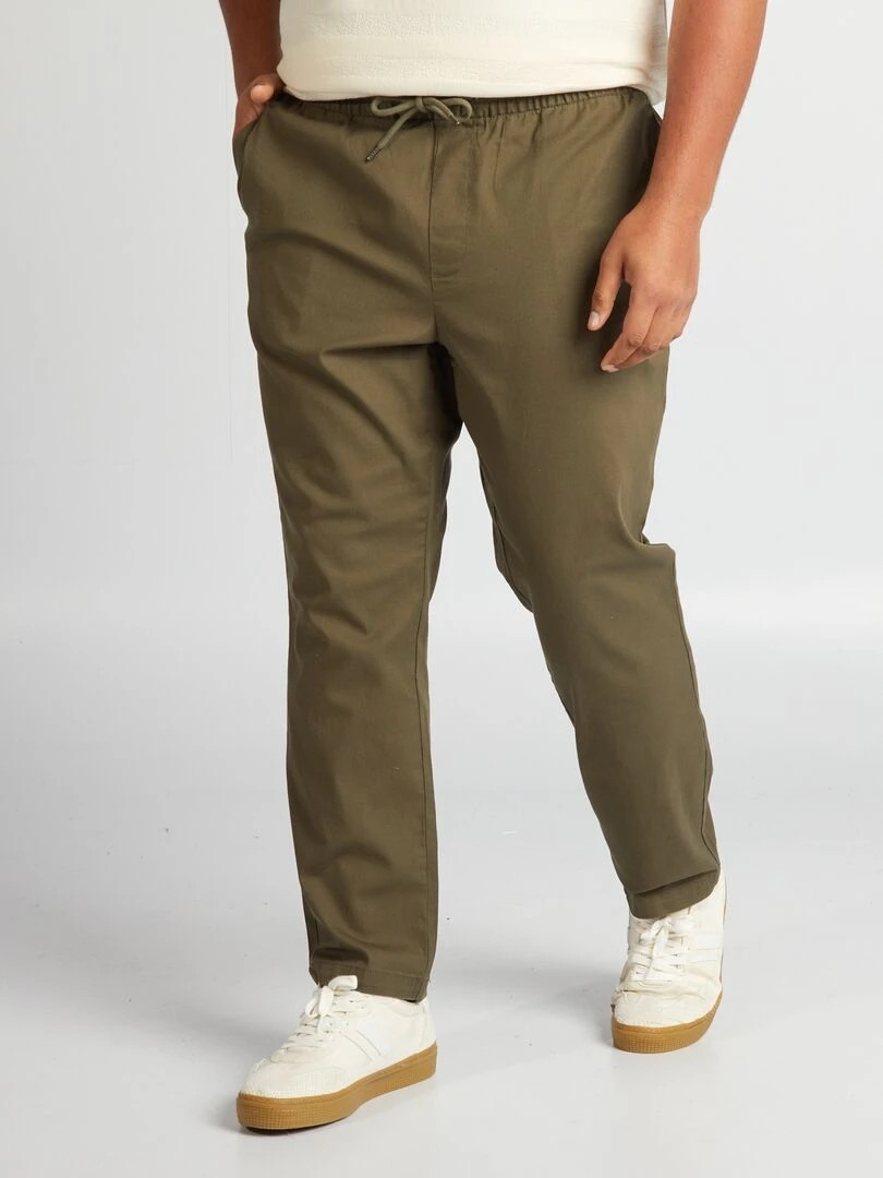 Pantalon chino à taille élastiquée Kaki