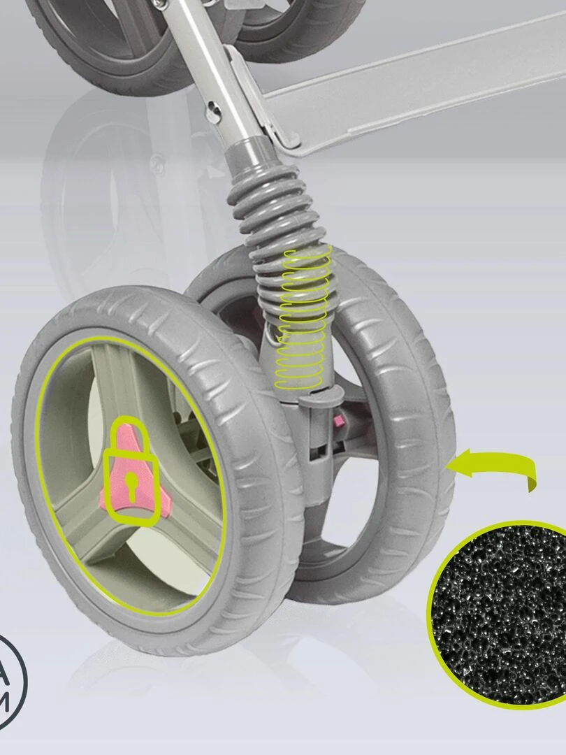 LIONELO Irma   Poussette bébé canne compacte   De 6 à 36 mois   Accessoires inclus   Rose   Gris Rose