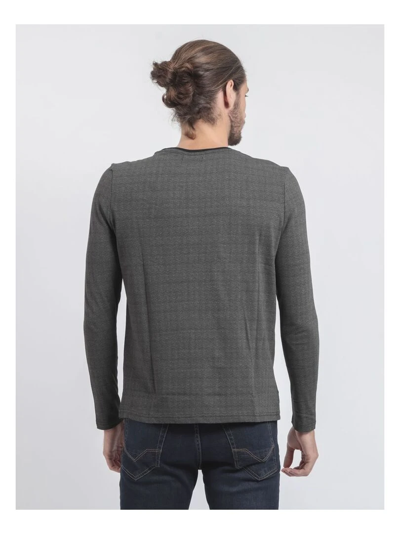 T shirt manches longues col rond pur coton JACOU Kaki
