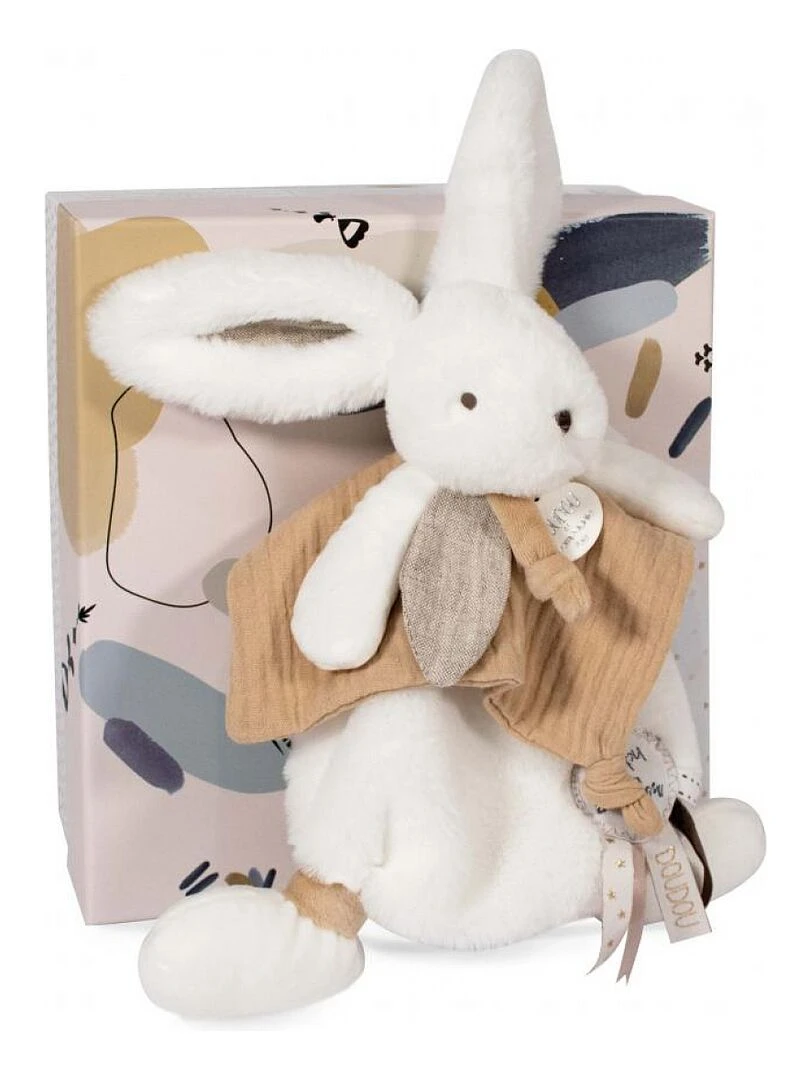 Doudou plat avec coffret lapin beige Happy Wild N/A
