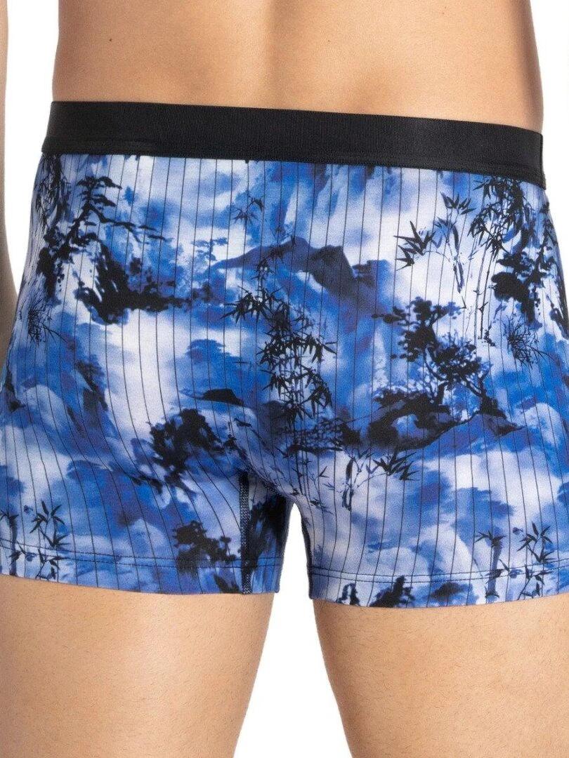 Boxer imprimé japonisant en lyocell Hiroki Bleu