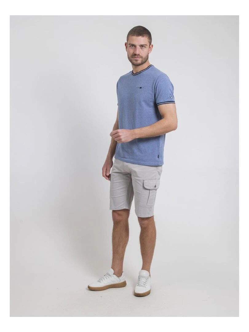 T shirt col rond pur coton NILOSUN   Bleu