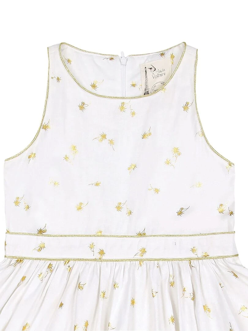 Robe Cérémonie Fille Lin Blanc Or HEPBURN La Faute à Voltaire Blanc Doré