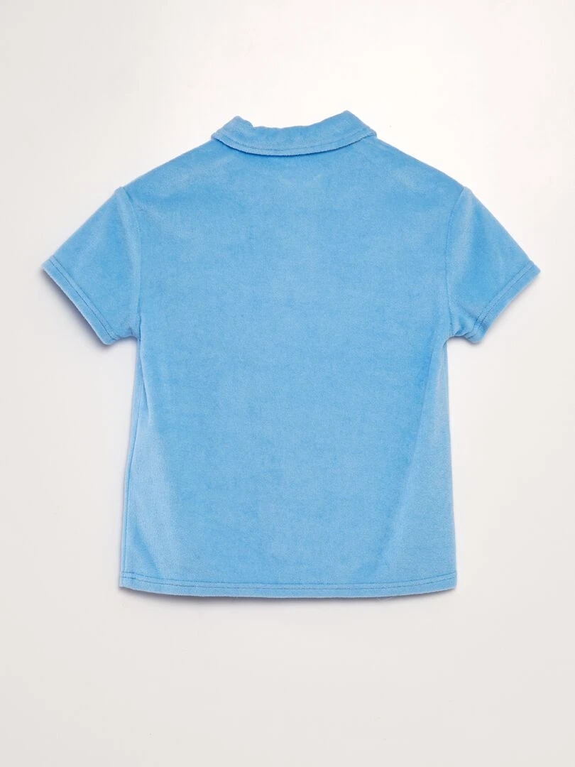 Polo uni en éponge Bleu