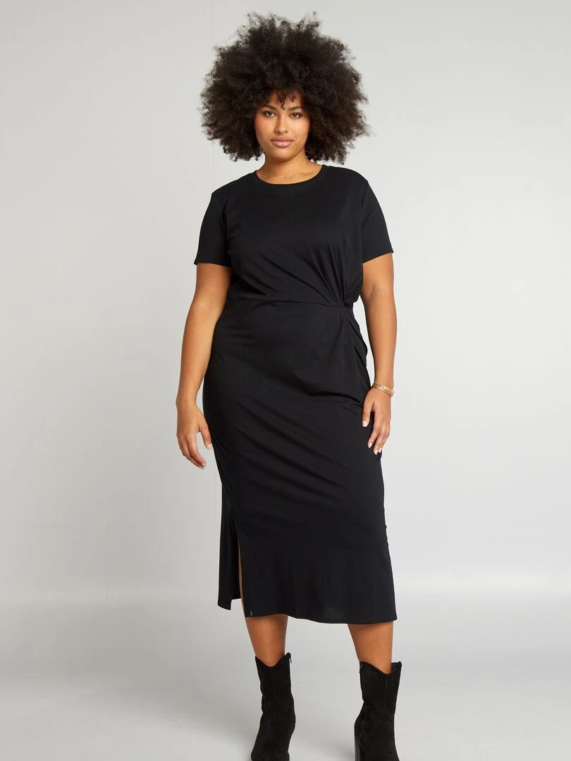 Robe midi froncée   noir
