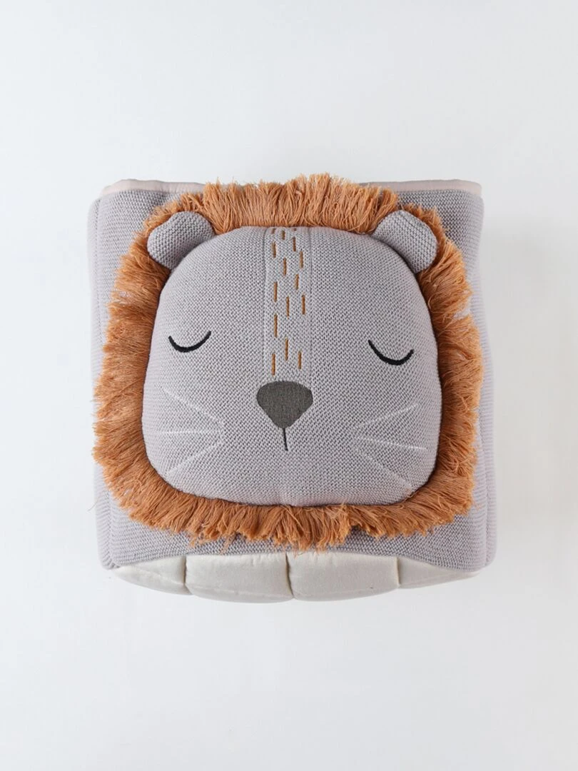 Panier de rangement en tricot jacquard bio Gris
