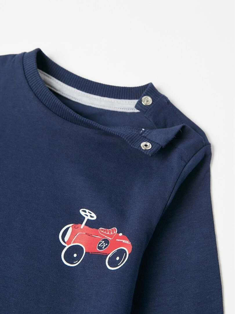 Pyjama en Coton Bébé Garçon 'Voiture de Course' manches longues  ESSENTIALS LINE   Bleu foncé