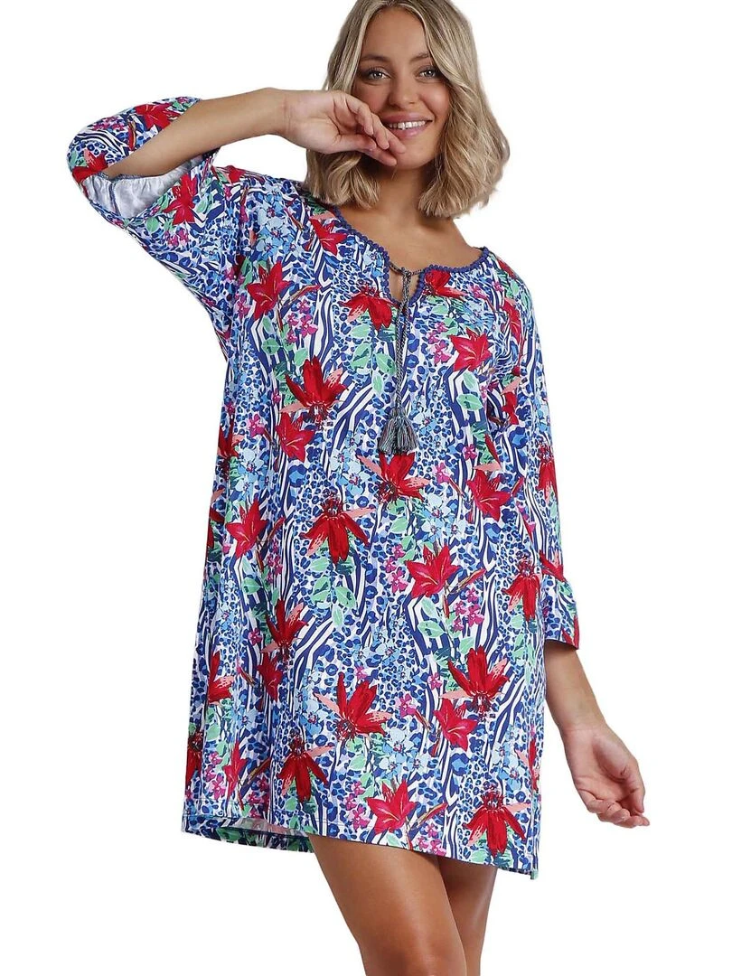Tunique de plage Summer Jungle Bleu