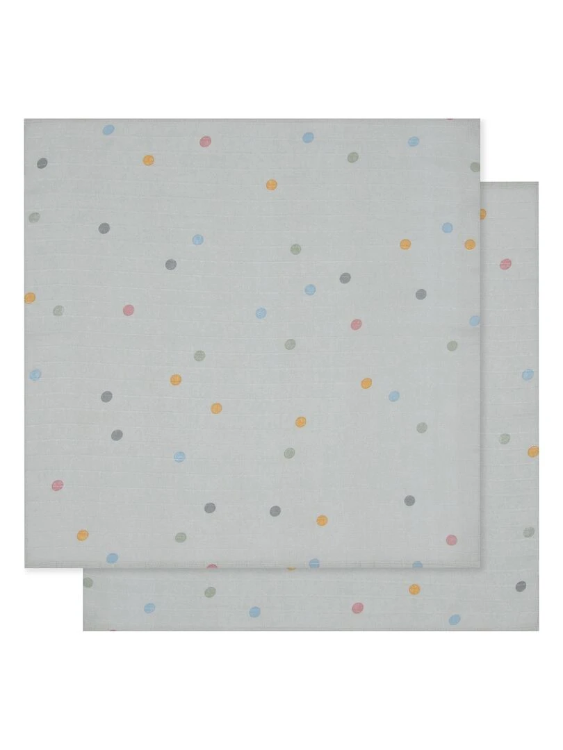 Langes en mousseline de coton Gris Multicolore