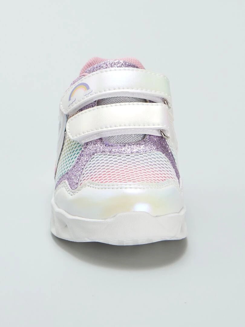 Baskets à scratchs lumineuses 'licorne'   Blanc/rose