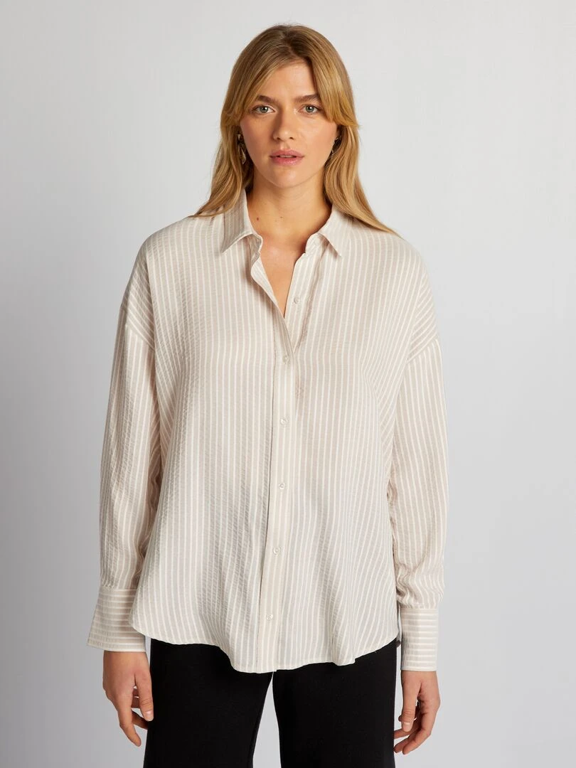 Chemise oversize à rayures   BEIGE