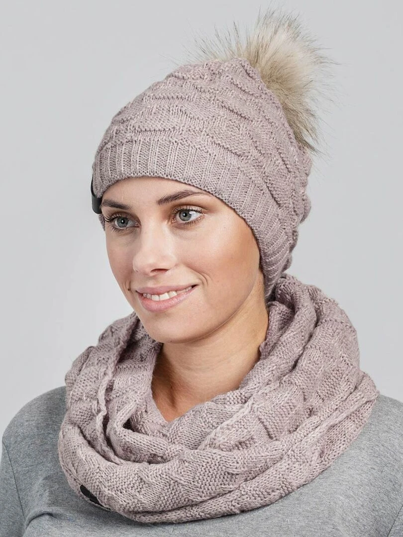 Ensemble Snood Bonnet Wiska Made in UE Beige