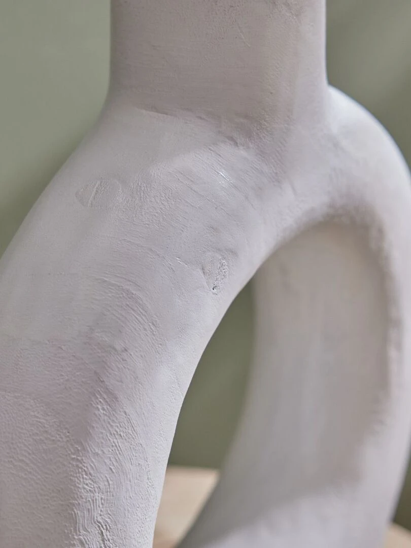 Vase creux rond en bois   Blanc