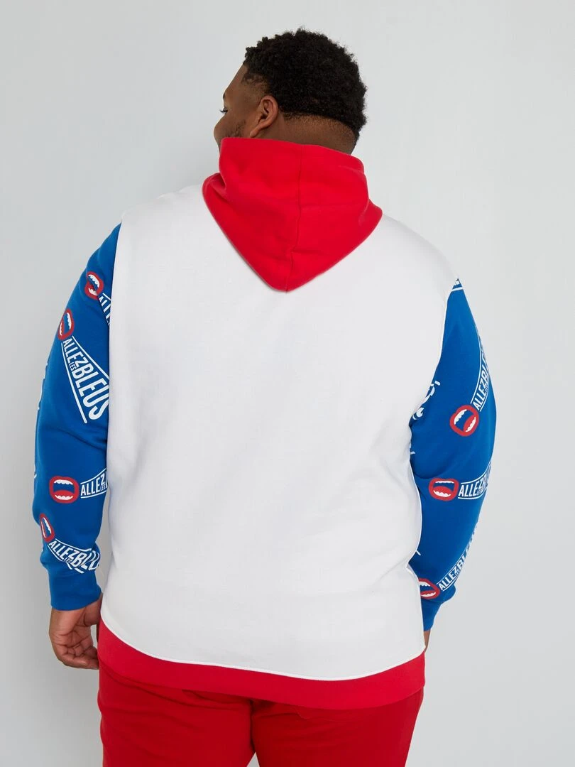 Sweat à capuche en molleton   Allez Les Bleus   Blanc/bleu/rouge