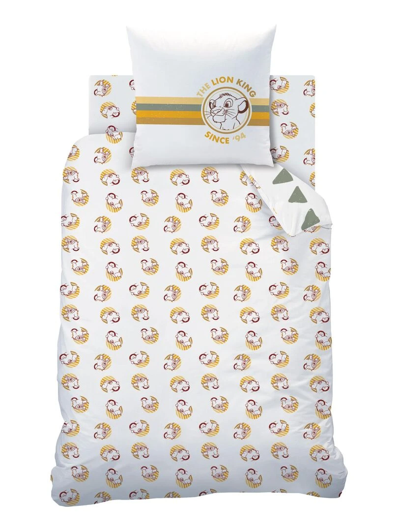 Parure de lit imprimée 100% coton  DISNEY HOME LE ROI LION PRINCE   Blanc Orange