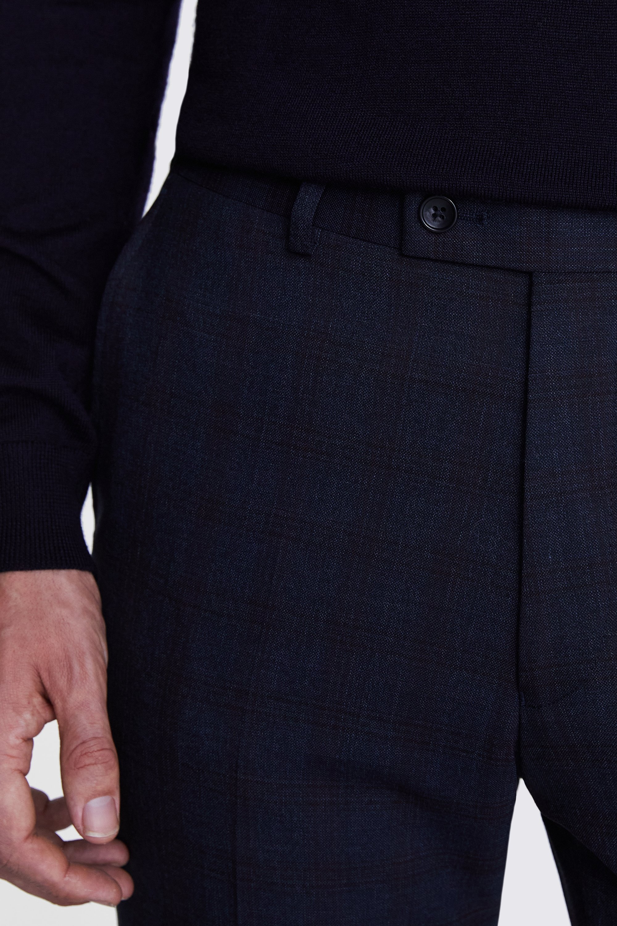 Tailored Fit Navy Check Trousers   Buy Online at Moss