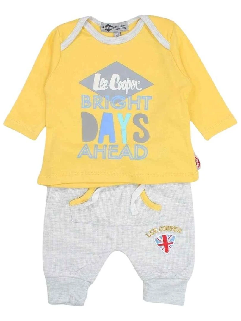 Lee Cooper Ensemble Body t shirt pantalon bébé garçon Imprimé Logo Jaune