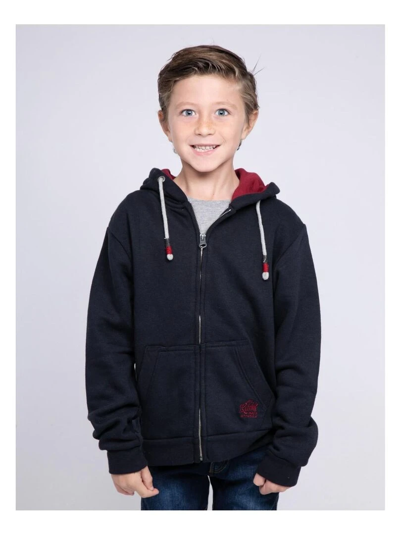 Sweat zippé capuche WAMIN J Bleu marine