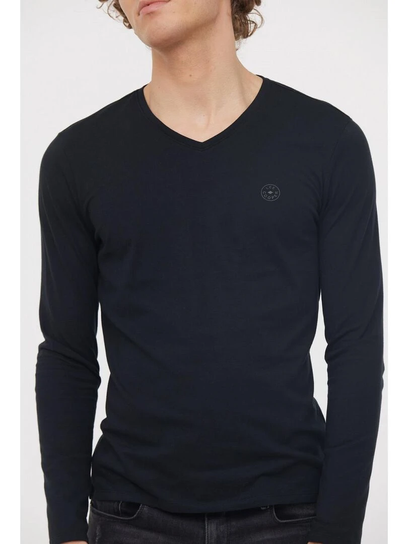 Lee Cooper   T Shirt manches longues coton regular AJESSY   Noir
