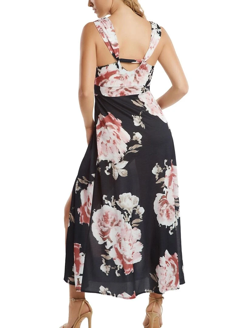 Robe longue estivale Hawaii Noir