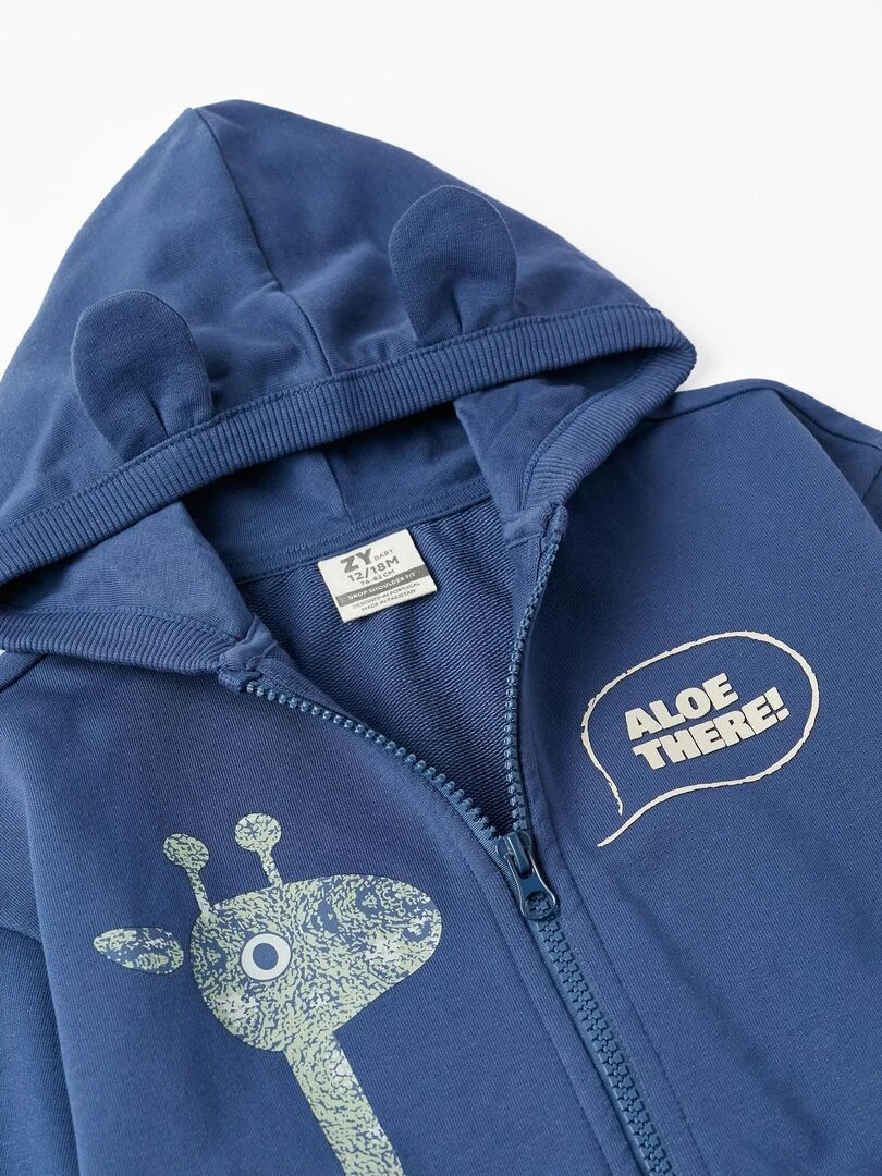 Manteau à capuche avec oreilles 3D pour bébé garçon 'Aloe There!'  NATURE TAKEOVER   Bleu foncé