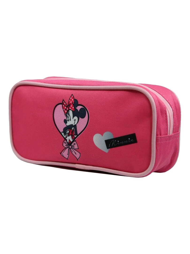 Trousse scolaire rectangulaire Disney Minnie Coeur Rose Bagtrotter Rose