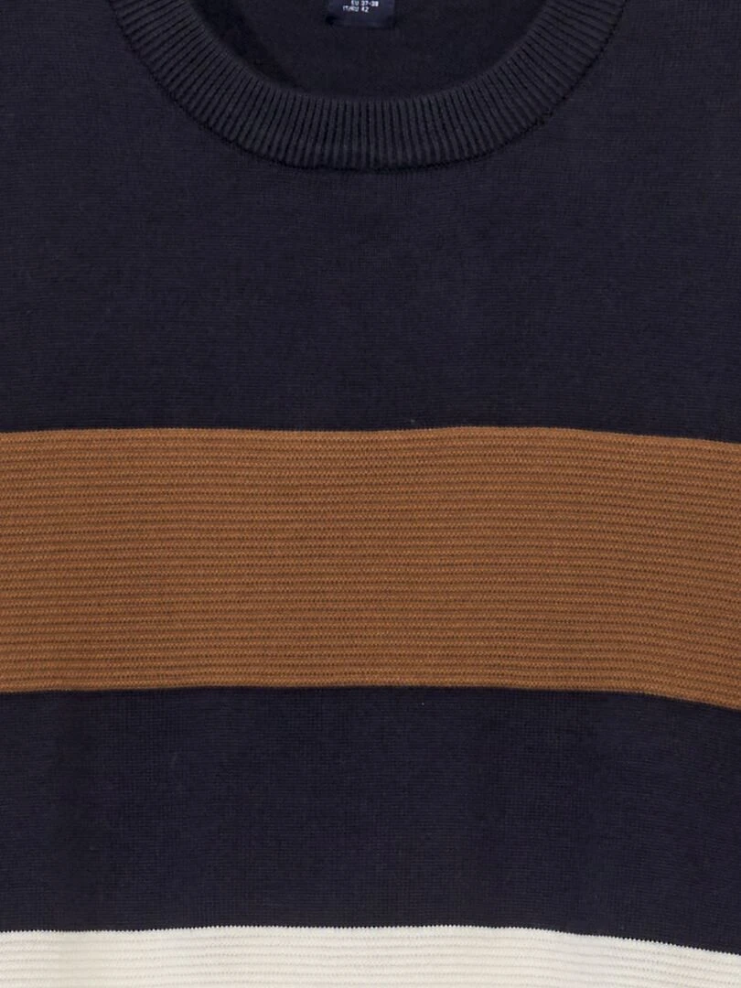 Pull en maille fine jauge rayé Marine