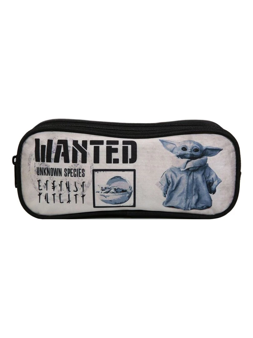BAGTROTTER Trousse scolaire 2 compartiments Disney Star Wars / The Mandalorian Baby Yoda Noire Noir