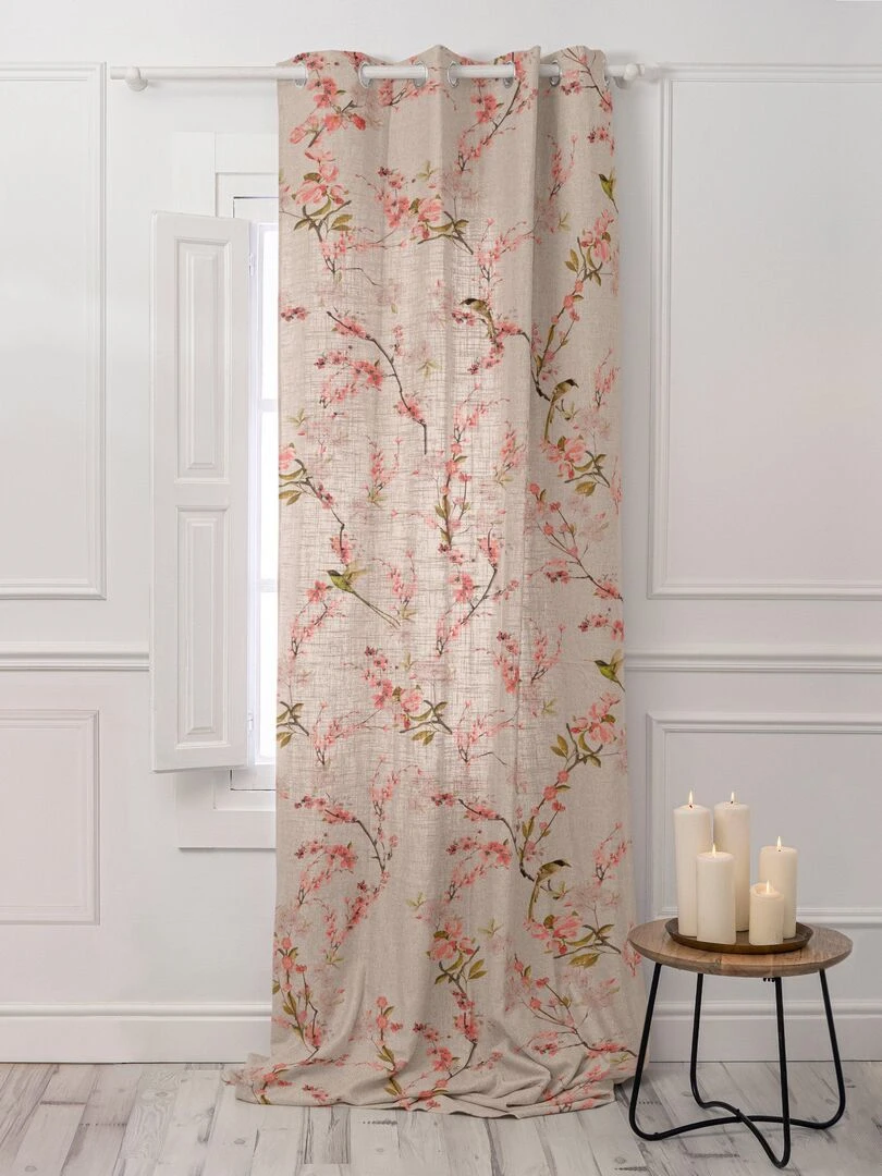 Rideau lin Chinoiserie "Happyfriday" Blanc