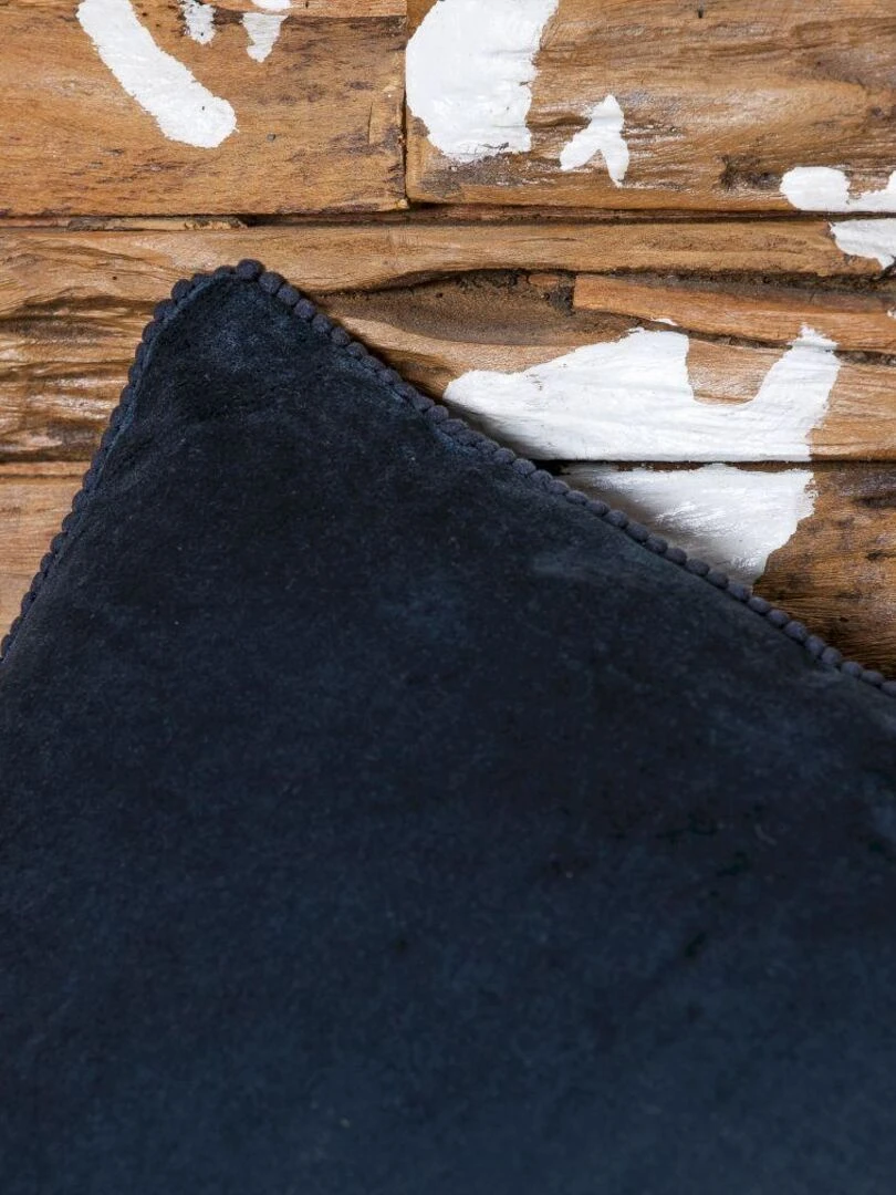 Coussin en velours avec contour perlé 'Deko&co'   Bleu roi
