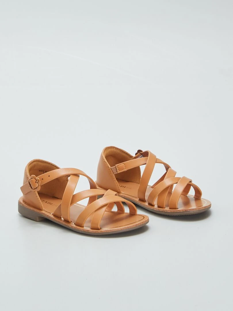 Sandales unies à brides croisées Marron