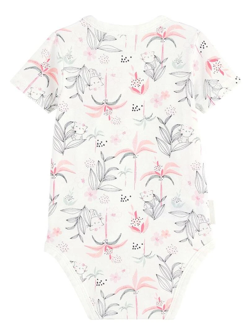 Lot de 2 bodies bébé manches courtes ouverture croisée Bahia   Rose