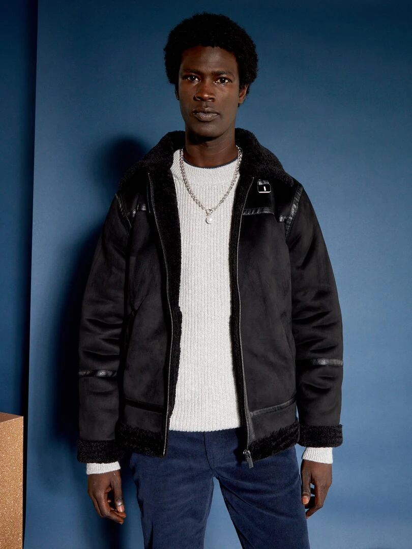 Blouson aviateur en suedine Noir