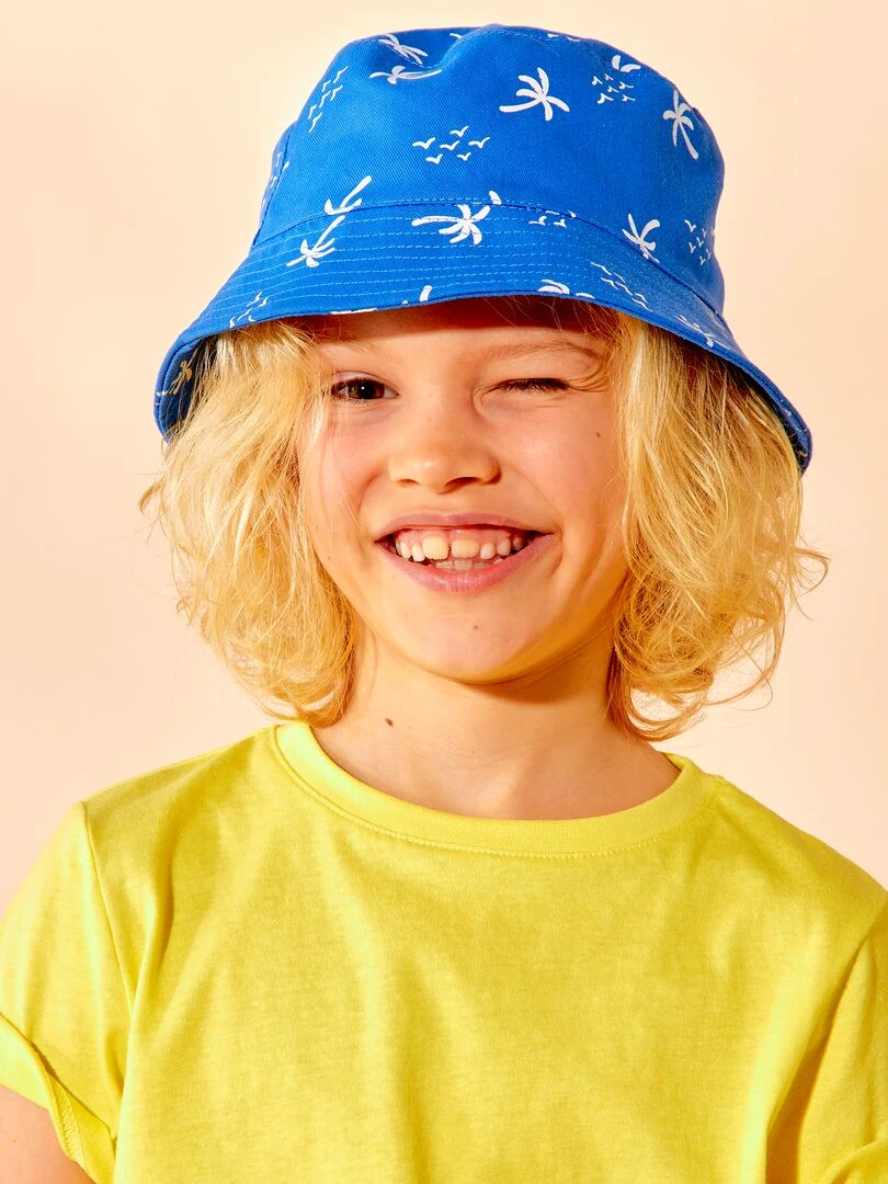 Lot 1 bob + 1 casquette imprimés Bleu