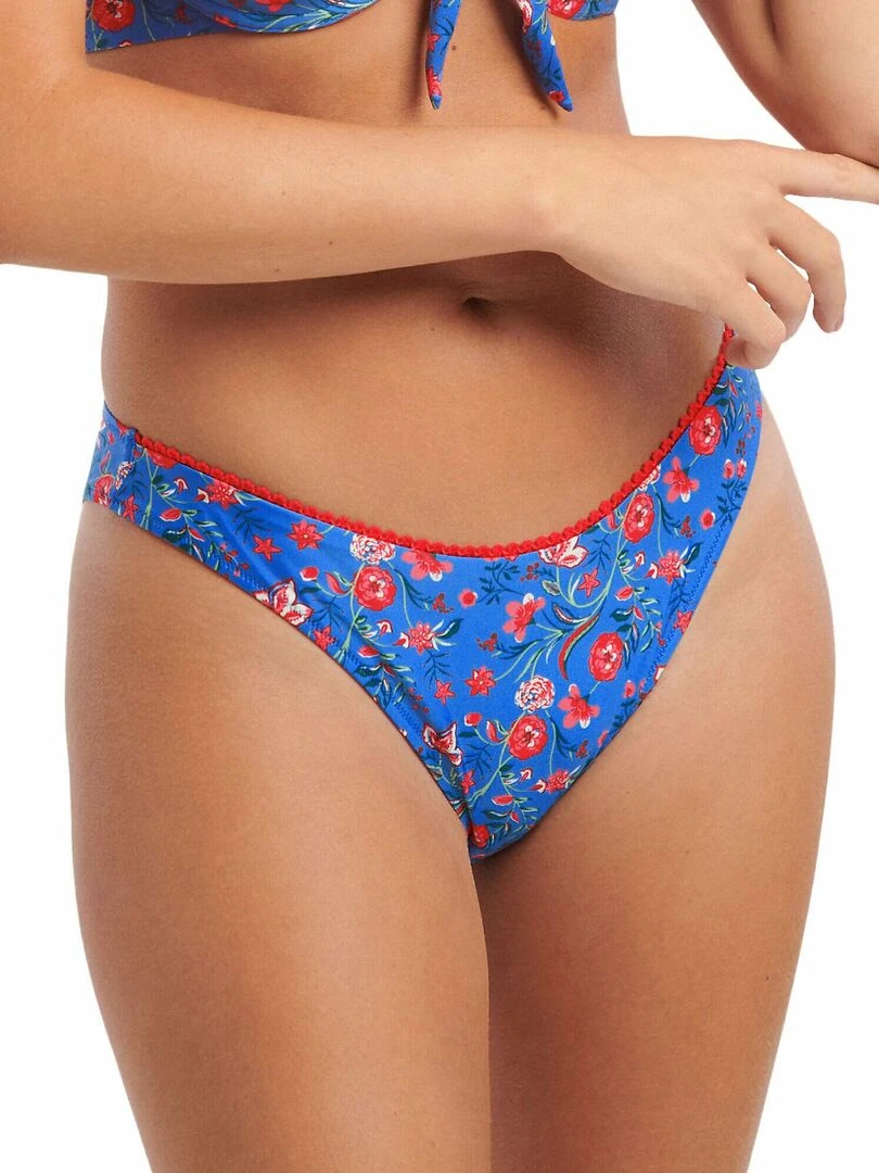 Bas maillot slip de bain taille basse échancré Java Bleu