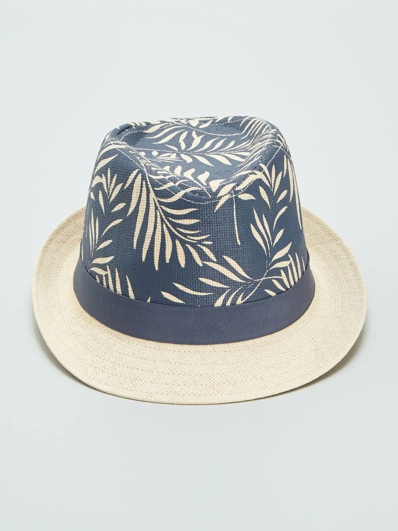 Chapeau de paille imprimé Bleu