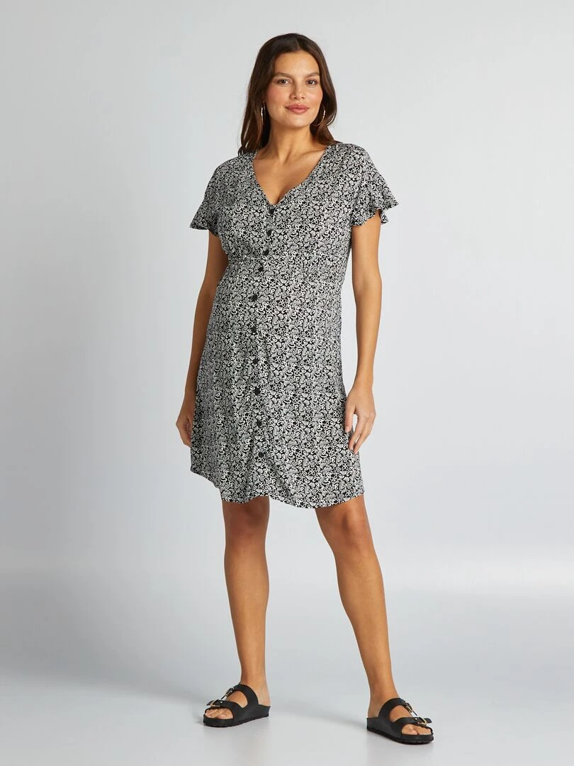 Robe légère de maternité resserrée à la taille Noir/blanc