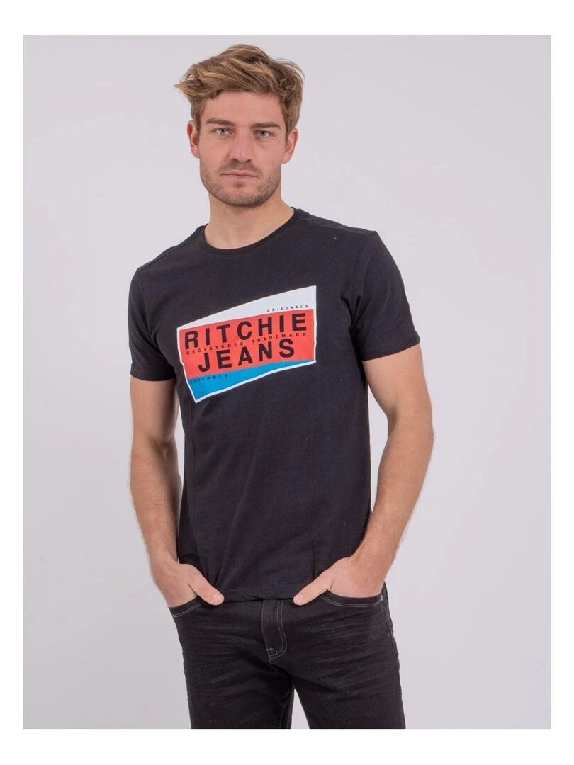 T shirt manches courtes col rond pur coton NOBLAKE Noir
