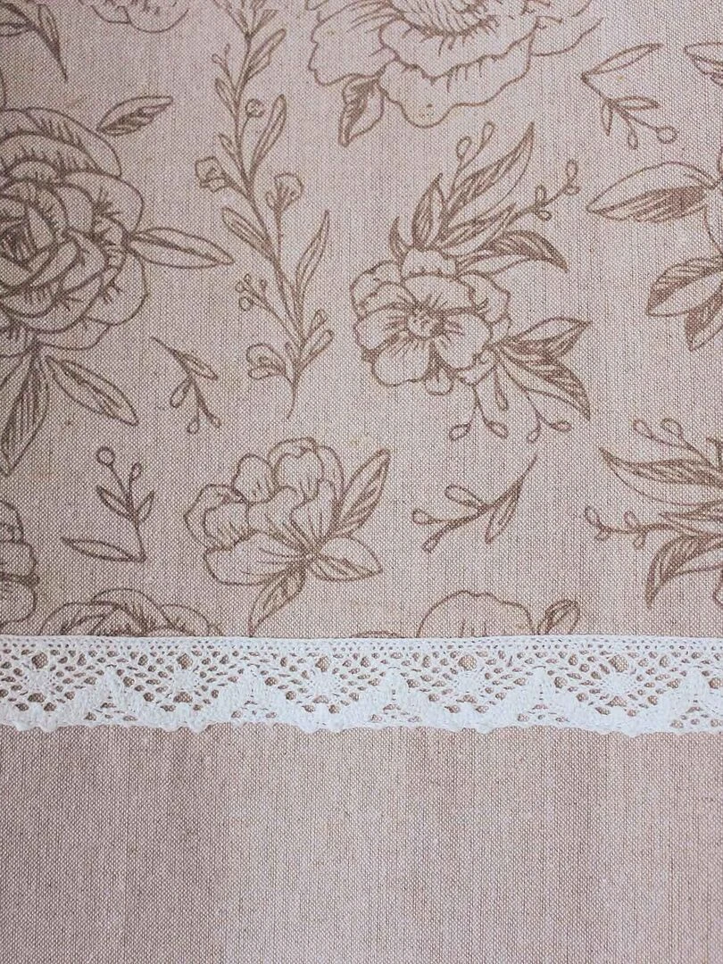 Rideau d'ameublement imprimé de roses   Beige