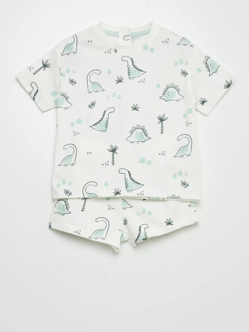 Ensemble t shirt + short en french terry 2 pièces Blanc