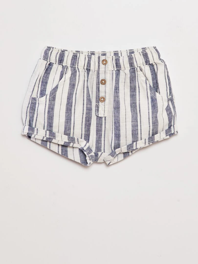 Short en lin mélangé Bleu