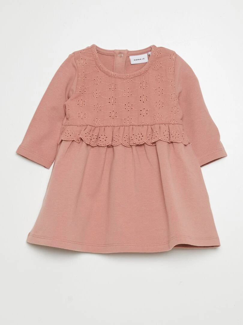Robe en molleton avec broderie anglaise Rose