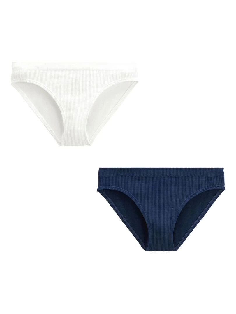Lot de 2 culottes fille écru et bleu marine Saeva Bleu