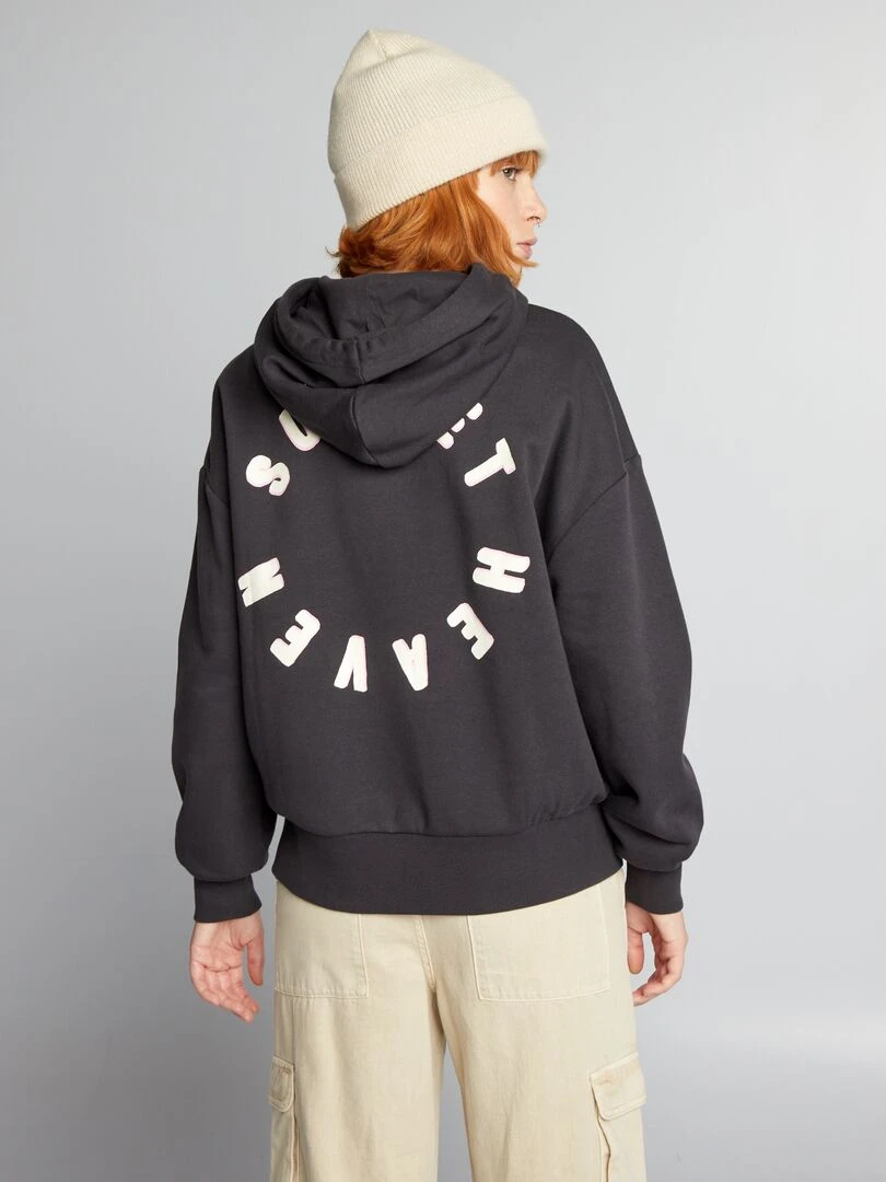 Sweat à capuche à motifs   Anthracite