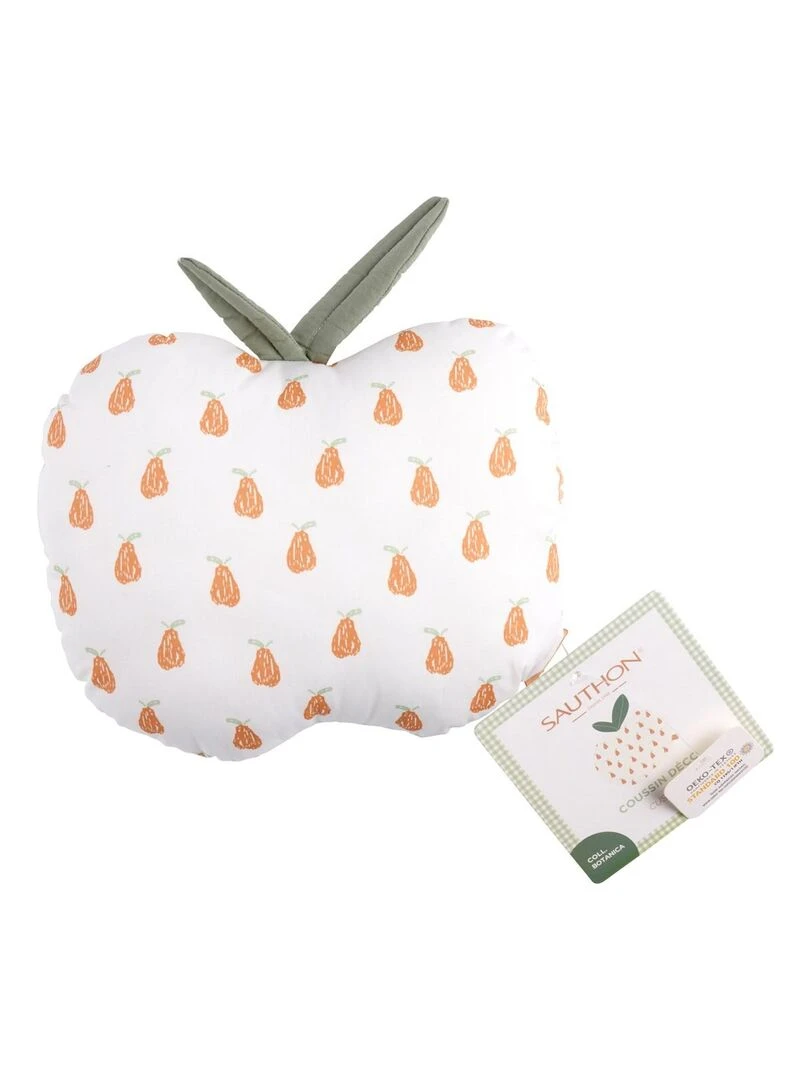 Coussin déco pomme 23x25cm en coton blanc SAUTHON Blanc