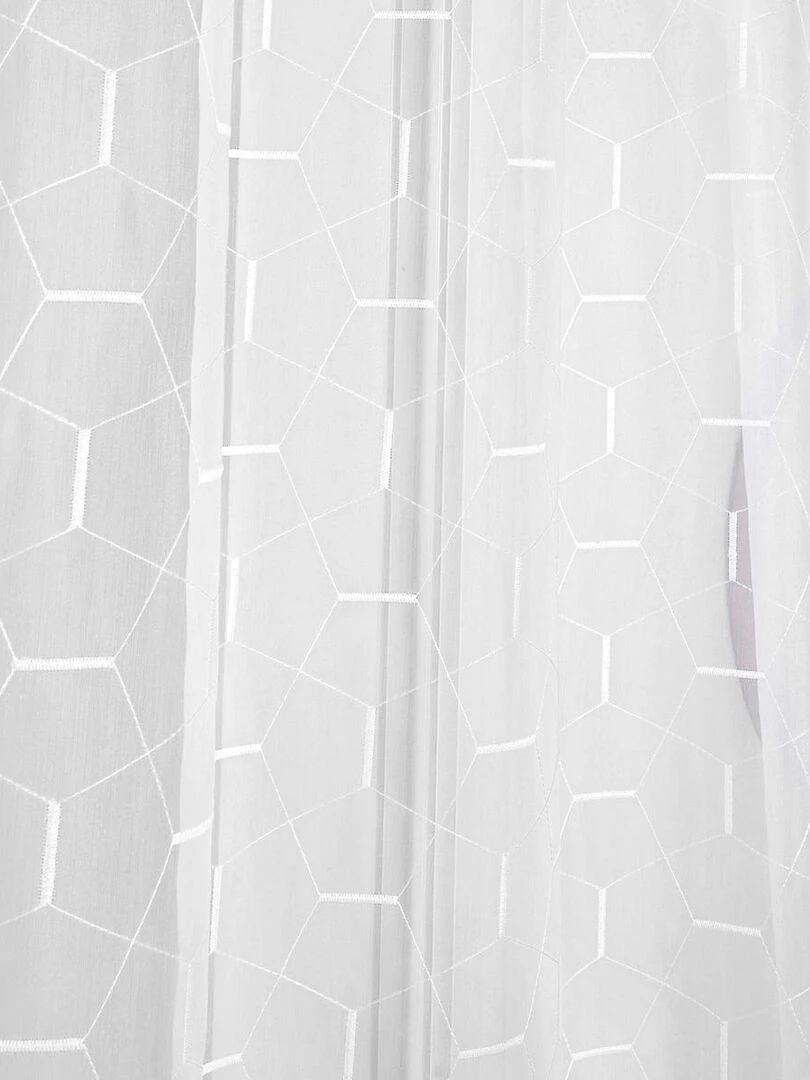 Voilage brodé aux formes géométriques   Blanc