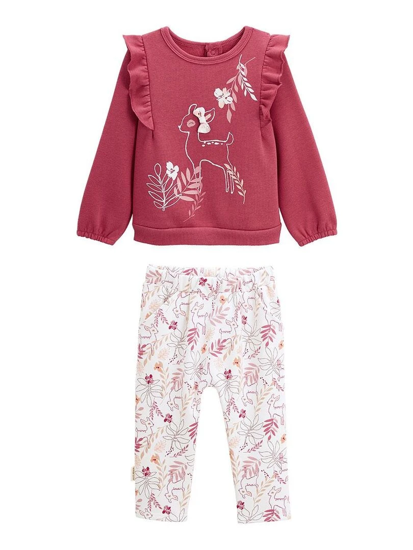 Ensemble bébé sweat shirt et pantalon en molleton Oma Biche Rose