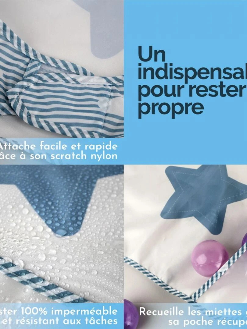 Lot de 12 bavoirs imperméables Manches longues Monsieur Bébé Multicolore
