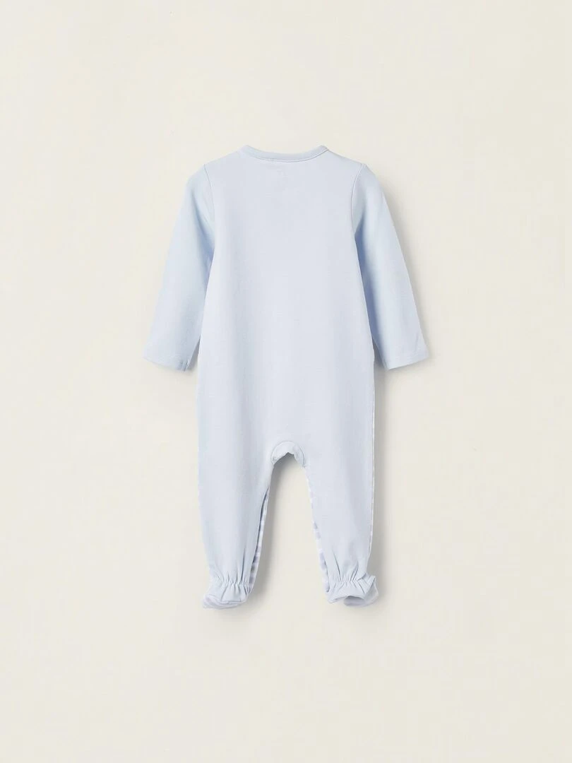Combinaison avec pieds pour nouveau né 'Hirondelles' manches longues EARLY BLOOM Bleu clair